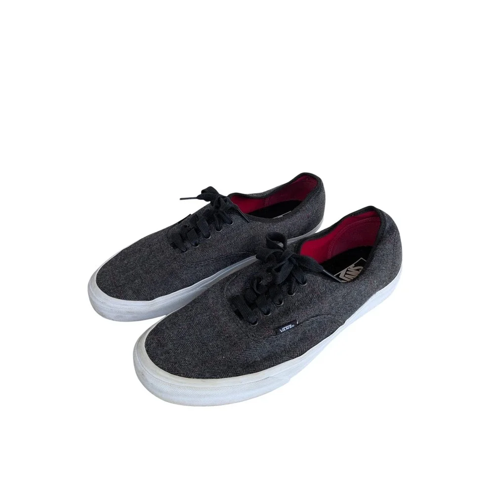 Vans Authentic Herringbone Sneakers Grey Pink Mens 12 Low Top Shoes